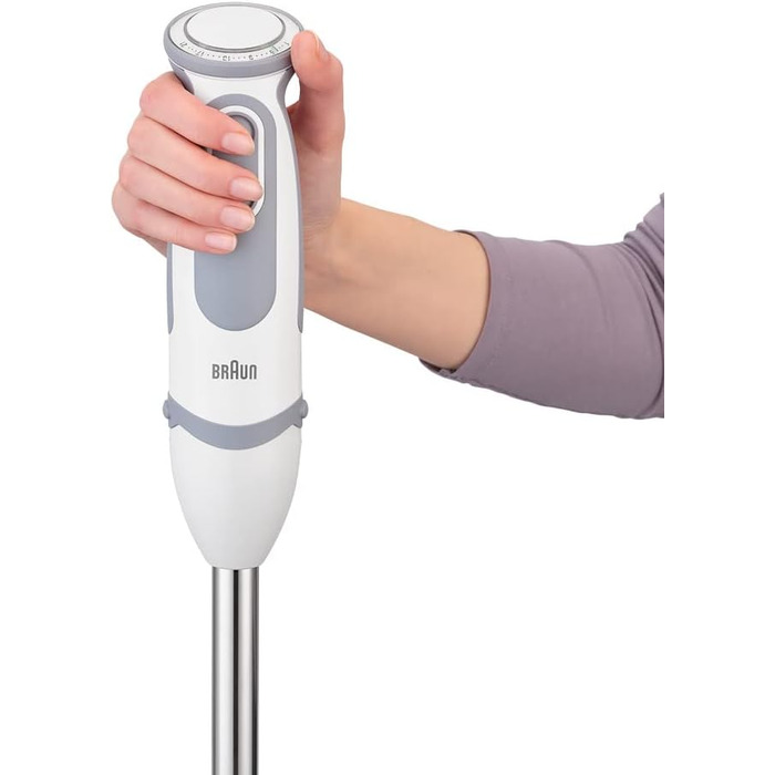 Блендер Braun MultiQuick 5 Vario MQ 5207WH, 1000 Вт, з насадками, нержавіюча сталь, білий/сірий