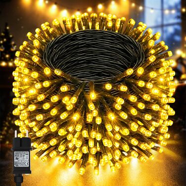 Світлодіодна гірлянда Dalugo для вулиці 50м, 500 LED теплий білий колір, водонепроникна новорічна ілюмінація з таймером та 8 режимами світіння