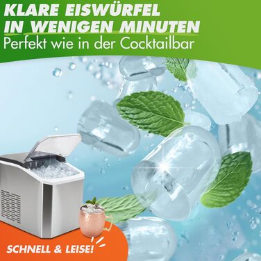 Машина для льоду Nutrilovers NUTRI-ICE MAKER з нержавіючої сталі: прозорий лід двох розмірів (S/L) + келих для Moscow Mule та кулінарна книга