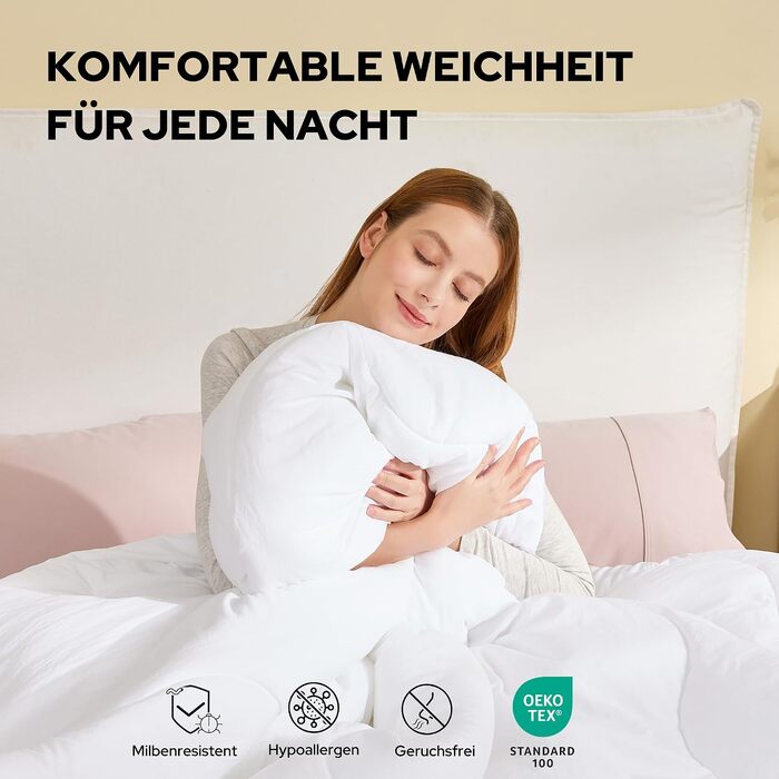 Всесезонна ковдра BEDLORE 135x200 см, дихаюча та м'яка підковдра білого кольору