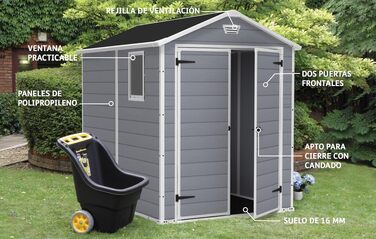 Садовий будиночок Keter Manor 6x8 DD, сірий, 7.6 м³ - металевий, для інструментів та саду