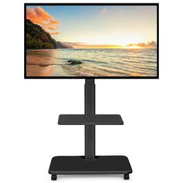 Мобільний телевізійний тумба Hellsehen для LED/LCD/OLED TV 32-70 дюймів (до 45.4 кг), чорна, з регулюванням висоти та фіксаторами коліс