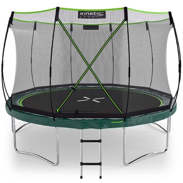 Батут Kinetic Sports Bungee Safety Elite Ø 366 см для дітей та дорослих (темно-зелений) - AirMAXX, без пружин, вуличний
