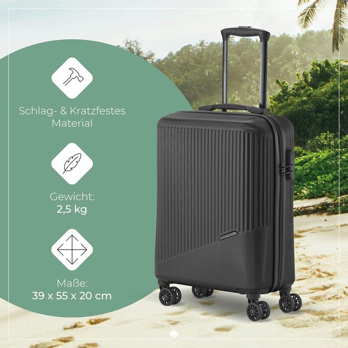 Дорожній чемодан Travelite Bali 34 л, ABS, 4 колеса, ручна поклажа, 55 см