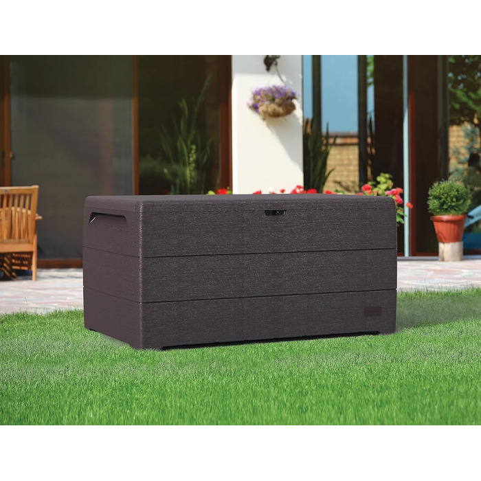 Водонепроникна пластикова скриня Duramax Cedargrain Durabox 270л для саду з колесами та ручками, коричнева