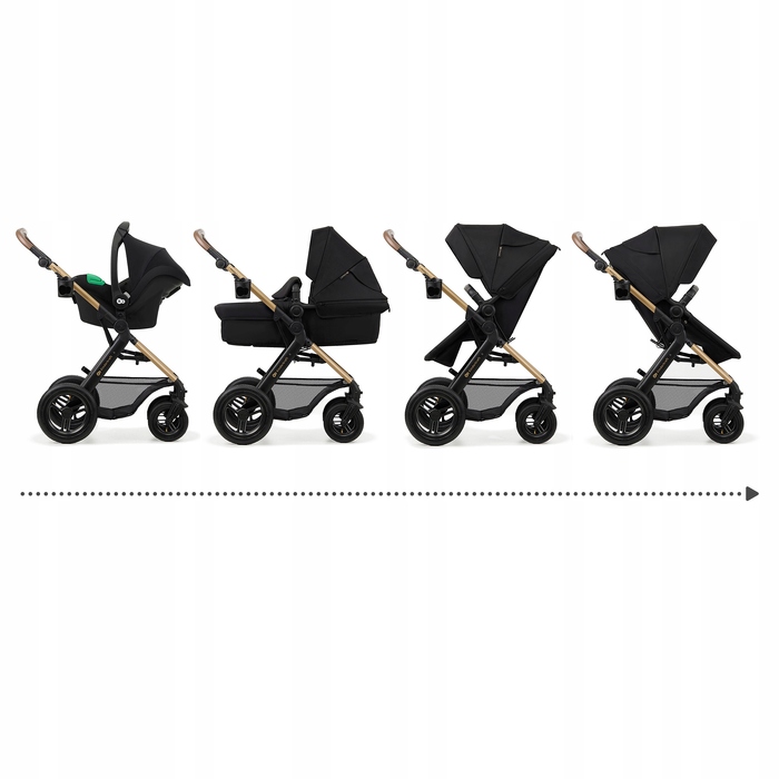 Дитячий візок 4в1 Kinderkraft MOOV 2 EVA з багатофункціональним автокріслом, чорний