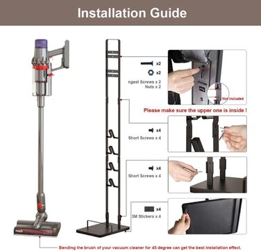 Підставка для пилососа Dyson V15/V15s/V11/V10/V8/V7/V6, на підлогу, чорна - тримач та організатор аксесуарів