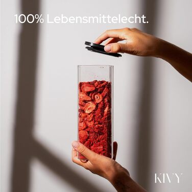 Набір скляних герметичних контейнерів для зберігання продуктів KIVY, квадратні, з кришками та етикетками, чорні, 12 шт.