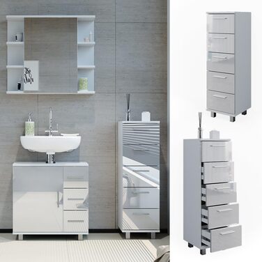 Пенал для ванної Vicco Ilias, білий глянець, 30x95 см
