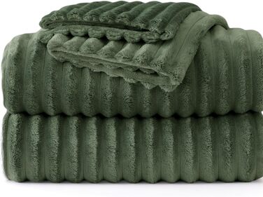 Фланелева постільна білизна BEDSURE, 3 предмети, 200x200 см, оливково-зелена