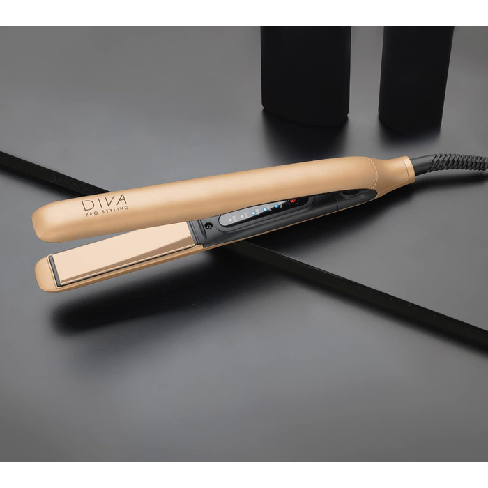 Професійний випрямляч для волосся Diva Pro Styling Precious Metals Touch, автоматичне вимкнення, швидкий нагрів, кабель 3 м, золотий