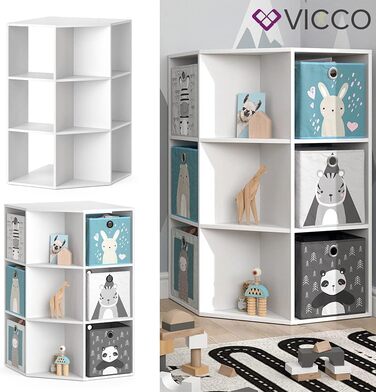 Дитяча книжкова полиця Vicco Luigi, біла, 64x107.8 см, без коробок для зберігання