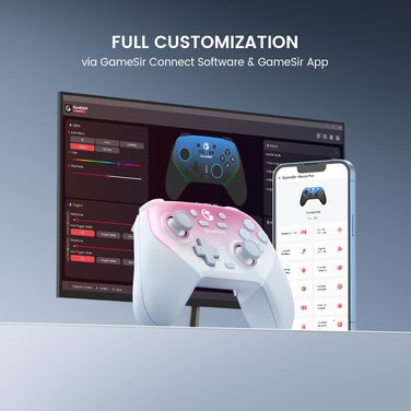 Бездротовий геймпад GameSir Super Nova з зарядною станцією, Hall-ефект стіки, регульовані тригери, гіроскоп для Nintendo Switch, Switch 2, PC, Android, iOS (рожевий)