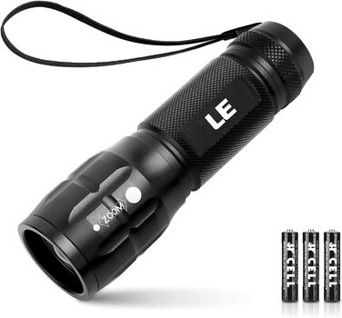 LED ліхтар LE, водонепроникний, з фокусуванням, надяскравий, портативний, для туризму, кемпінгу, чоловіків, жінок і дітей, чорний, 2 шт.