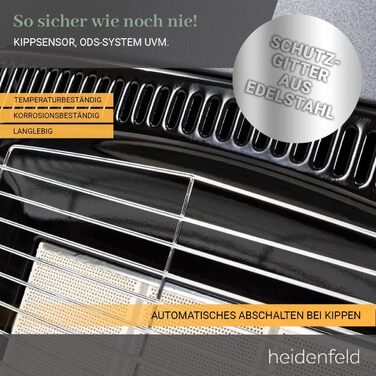 Газовий обігрівач Heidenfeld Inferno GH100, 4200 Вт, для приміщень, для балонів до 15 кг, чорний (Газовий балон не входить у комплект)