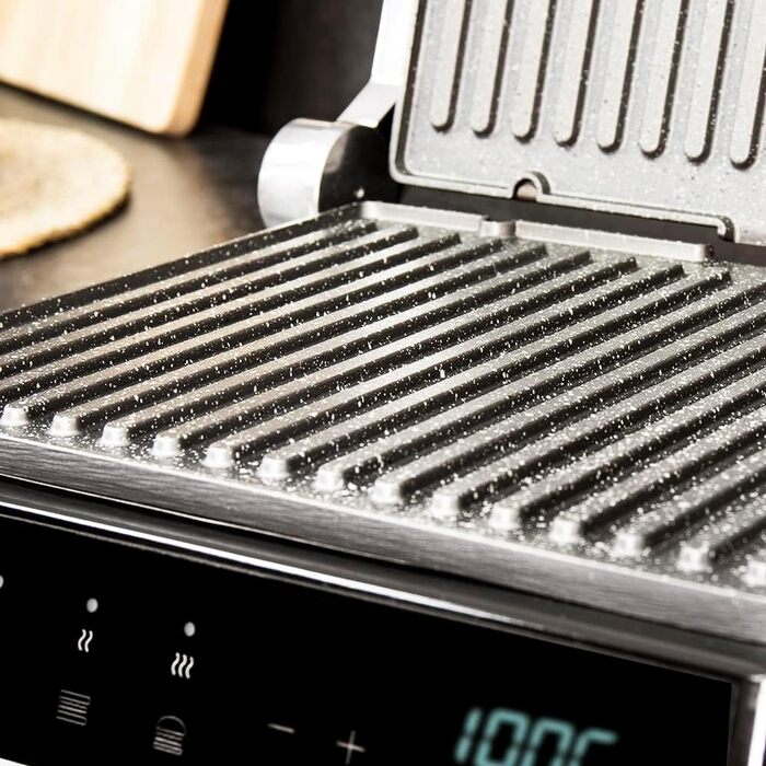 Електричний гриль Cecotec Rock'nGrill Dual 2000W з регулюванням температури та знімними антипригарними пластинами, що відкриваються на 180°
