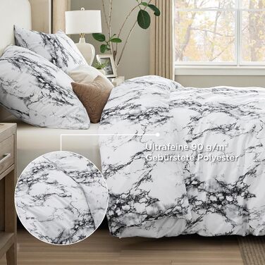Комплект постільної білизни BEDSURE з мікрофібри 4 предмети, 135x200 см, сірий з гілками (2 наволочки 80x80 см)