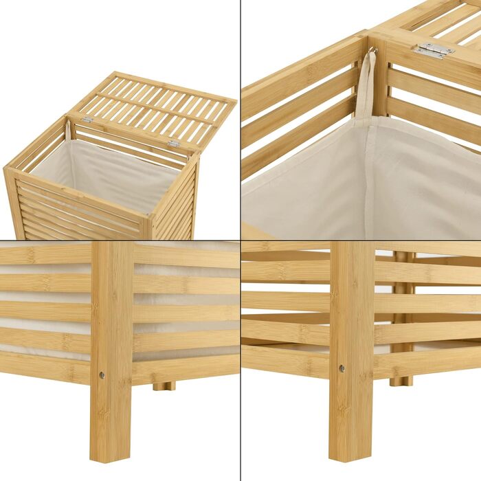 Бамбуковий кошик для білизни en.casa Skövde 65 л, знімний мішок, 50,5x35,5x60 см