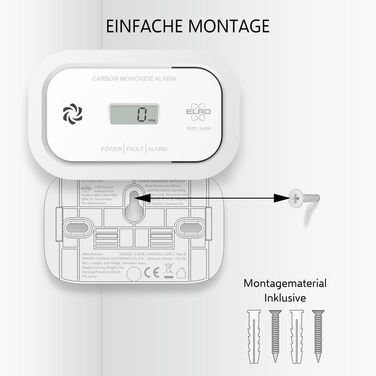 Датчик монооксиду вуглецю ELRO FC5003 (2 шт.) з 10-річним сенсором | LCD дисплей та 3 роки батареї | Надійний захист та CO-аварійний сигнал | Відповідає стандарту EN50291