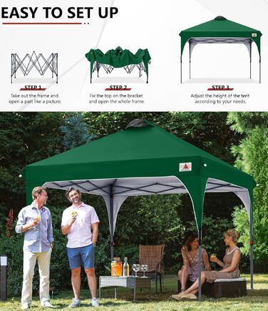 Павільйон садовий ABCCANOPY водонепроникний 3x3м, зелений Waldgrün, з сумкою для транспортування та комплектом кріплення