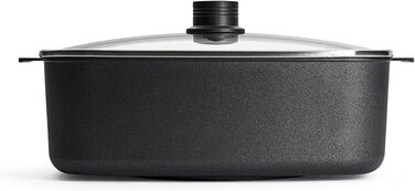 Брактер Woll Diamond Logic XR з антипригарним покриттям, знімною ручкою та скляною кришкою, 31×26×11 см, алюмінієвий, для всіх плит, індукційний, силіконові ручки