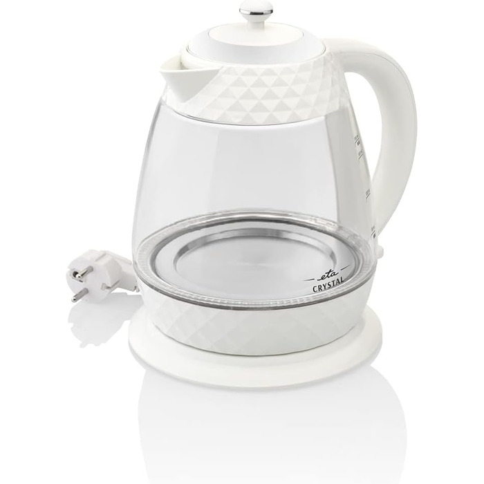Електрочайник ETA Design Crystal 2200 Вт, 1,7 л, фільтр від накипу, індикатор рівня води, LED-підсвітка, знімна кришка, білий