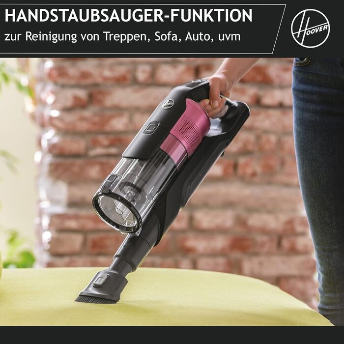 Бездротовий пилосос Hoover HF9 HOME з двома акумуляторами, потужний акумуляторний пилосос без мішка, до 60 хвилин роботи, антизаплутуюча щітка з LED-підсвіткою, для всіх типів підлог, до 240 м²