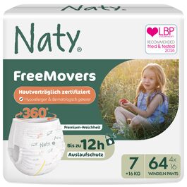 Підгузки-трусики Naty FreeMovers, розмір 5 (12–18 кг), 80 шт