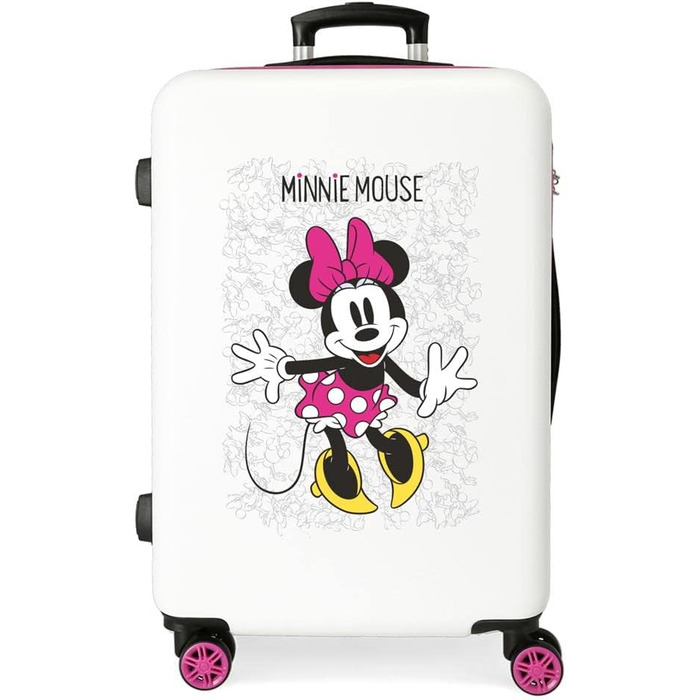 Середня валіза Disney Minnie Enjoy the Day, біла, 48x68x26 см, ABS, 70 л, 4 подвійних колеса, кодовий замок