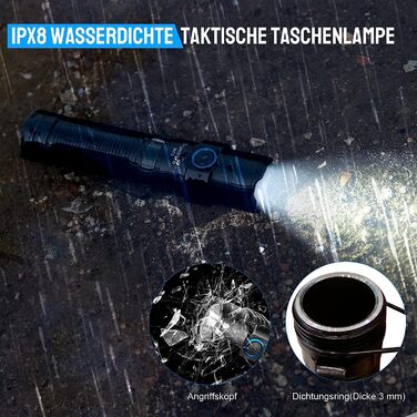 Ліхтарик TrustFire MC5 LED 3300 люменів, тактичний, ультраяскравий, IPX8 водонепроникний, акумуляторний, чорний