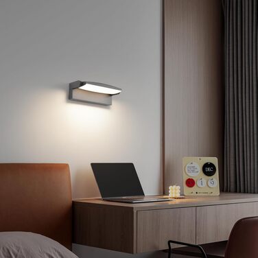 Стіна LED-світильник SANSHI 30W зовнішній, водонепроникна лампа IP65 з регулюванням панелі 350°, 3 режими кольору (3000K/4000K/6500K) для саду та тераси, темно-сірий