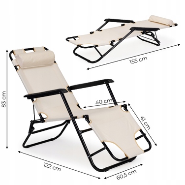Садовий шезлонг MultiGarden, 60,5x122x83 см, бежевий