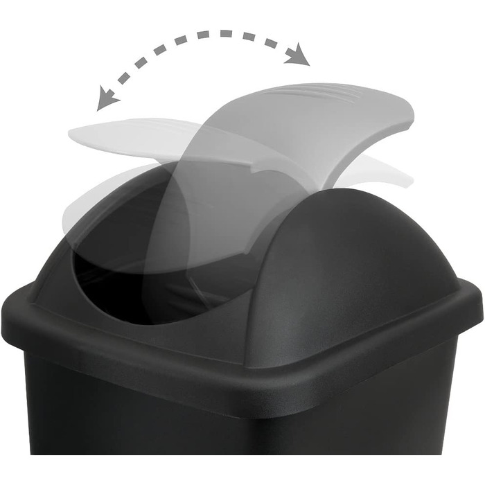 Смітник Stefanplast з маятниковою кришкою 60 л, чорний/сріблястий