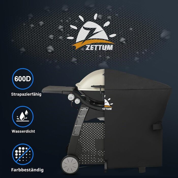 Водонепроникний захисний чохол Zettum для грилів Weber Q-серії (Q1000, Q1200, Q1400, Q2000, Q2200, Q2400), Heavy Duty PU, 81x43x88 см