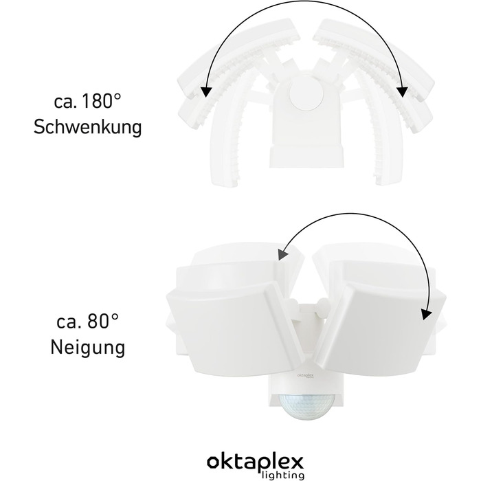 Світильник зовнішній LED Oktaplex Cali Dos Motion 40W з датчиком руху, IP65, тепле біле світло 3000K, антрацит, Master-функція
