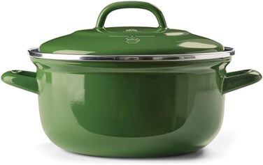 BK Indigo каструля емальована з кришкою, 22 см, 3,3 л, керамічне антипригарне покриття без PFAS, для індукції, духовки та посудомийної машини, зелена