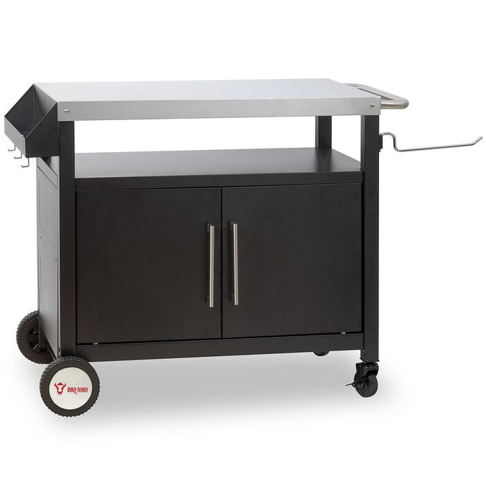 Допоміжний стіл для гриля BBQ-Toro Grillwagen, сервірувальний візок для вулиці та саду, сріблясто-чорний, 103.5 x 59 x 81 см