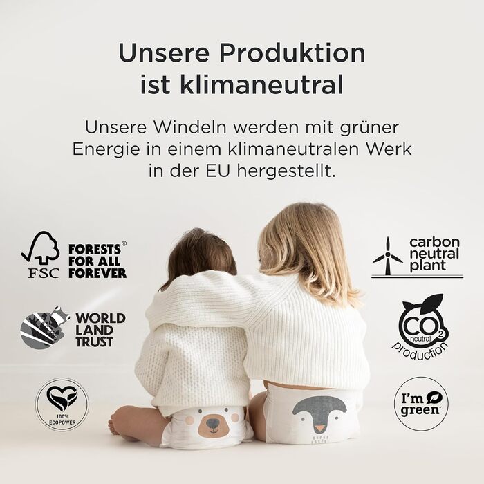 Преміум підгузки для новонароджених Kit & Kin, розмір 1 (2-5 кг), гіпоалергенні та веганські, 152 шт.