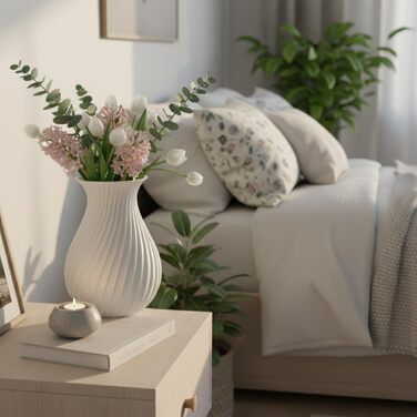 Ваза Moderne LYSA 24 см, біла - 3D-друк PLA, декор для квітів (сухих та свіжих), виготовлено в Німеччині