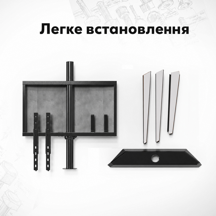Підставка для телевізора FITUEYES Design 55-78 дюймів, дерев'яна, регульована по висоті, поворотна, у стилі мольберта, з кабель-менеджментом, біла