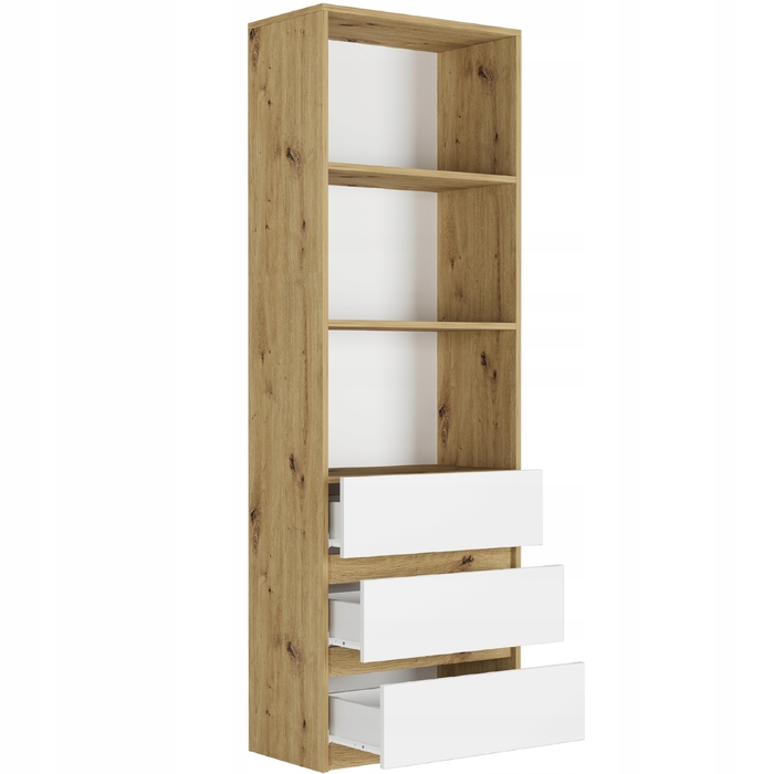 Стелаж Framire 60 см x 180 см x 30 см, білий дуб artisan