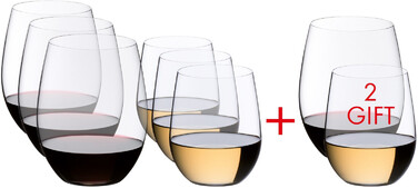 Набір келихів для червоного та білого вина з 8 предметів, o Wine Tumbler Riedel
