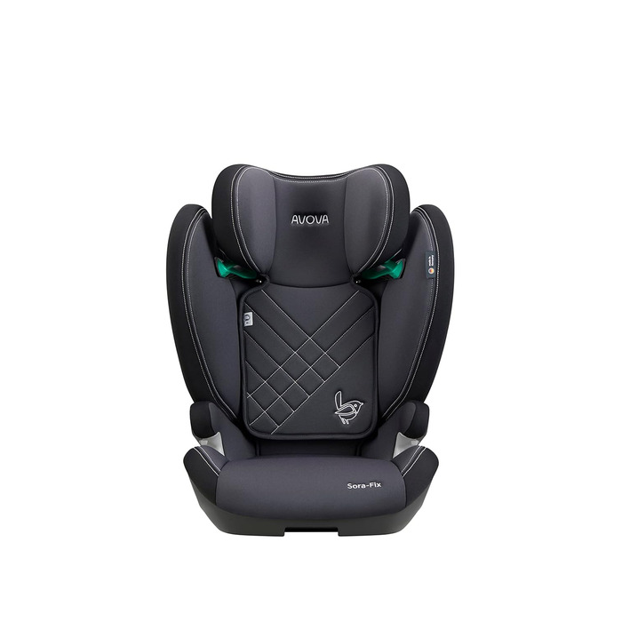 Дитяче автокрісло AVOVA Sora-Fix сіре та чорне, 100-150 см, 4-12 років, із Isofix, бустер