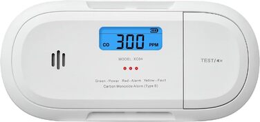 Розумний датчик чадного газу X-Sense XC04-WX з Wi-Fi, сповіщення через додаток X-Sense Home Security, зі змінною батареєю, білий