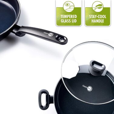 Wok GreenPan Torino 28 см, 3,6 л, керамічний, антипригарний, PFAS-free, індукційний, для духовки, чорний