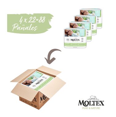 Екологічні підгузки Moltex Pure & Nature, розмір 1 (2-5 кг), 88 шт