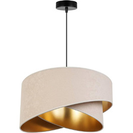 Світильник підвісний Light-Home Milan Elegant, дизайнерський металевий з велюровим абажуром, сучасна люстра для вітальні, спальні, їдальні, 1 лампа, бежевий і сірий