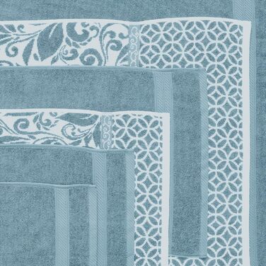 Набір рушників Modern Threads Trefoil Filigranes, 6 шт, двосторонні, жакардові, Sterling Blue, 100% бавовна, супервбираючі, швидковисихаючі