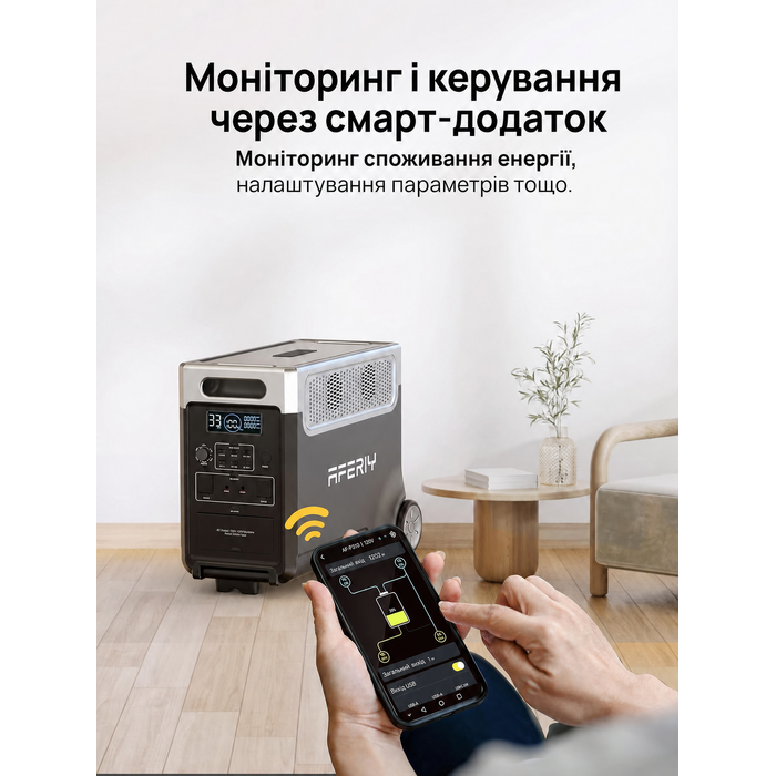 Портативна електростанція AFERIY, ємність 2048 Wh, номінальна потужність 2400 W