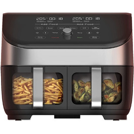 Фритюрниця повітряна Instant Vortex Plus 7.6 л з подвійною корзиною ClearCook, нержавіюча сталь, 8-в-1: фритюр, випікання, смаження, гриль, дегідрація, розігрів, XL потужність 1700 Вт, цифрове управління